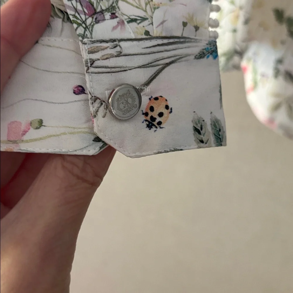 The Kooples Floral Button-Up Blouse in Ivory size XXS  ( fits a S) runs large - Picture 5 of 8